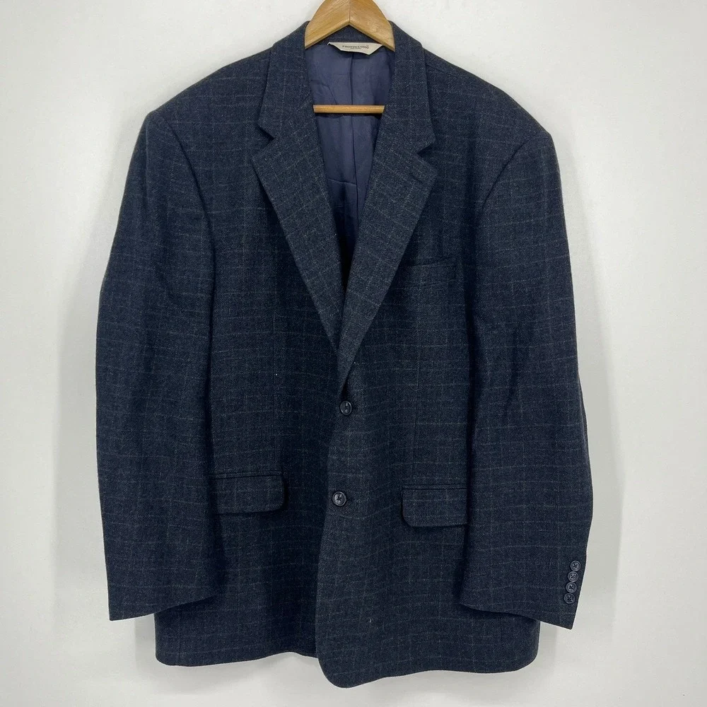 Pronto Uomo Mario Zegna Wool Cashmere Blazer 48R Grey Windowpane Made in Italy